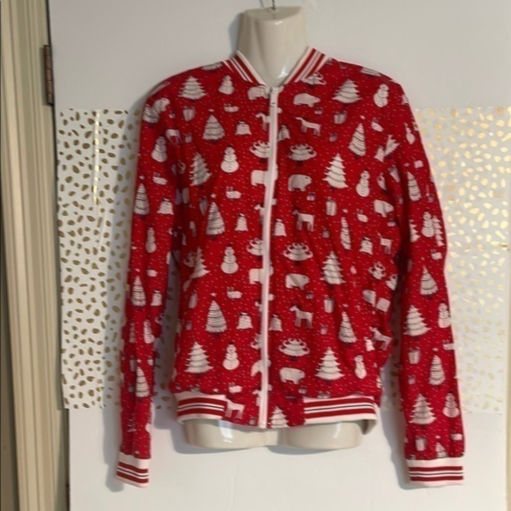 Denim and Flower Red Holiday Jacket